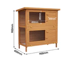 Advwin Rabbit Hutch Chicken Coop Large Outdoor Run Cage Pet House(2 Living Areas, Brown)