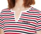 Tommy Hilfiger Women's Marlowe Stripe Split Neck Dress - Tang Red Multi 5