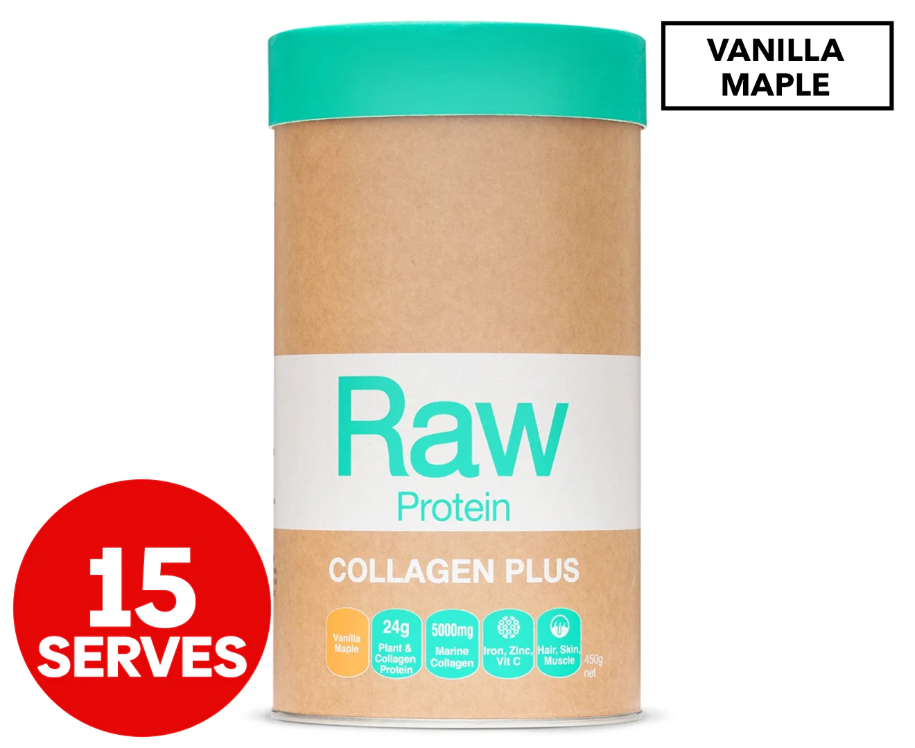 Amazonia Raw Protein Collagen Plus Vanilla Maple 450g