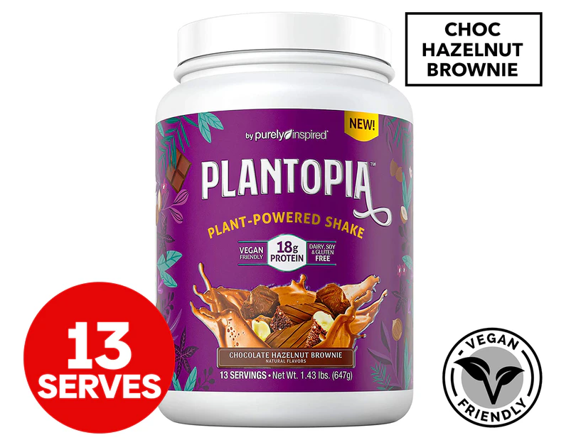 Plantopia Plant-Powered Shake Chocolate Hazelnut Brownie 647g / 13 Serves