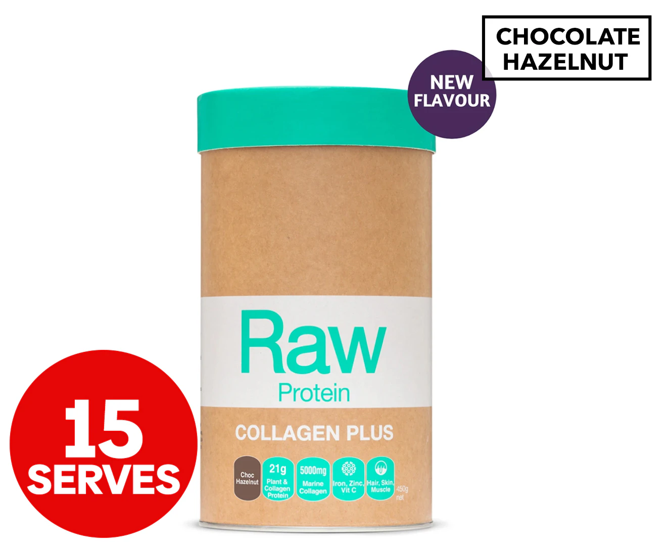 Amazonia Raw Protein Collagen Plus Choc Hazelnut 450g