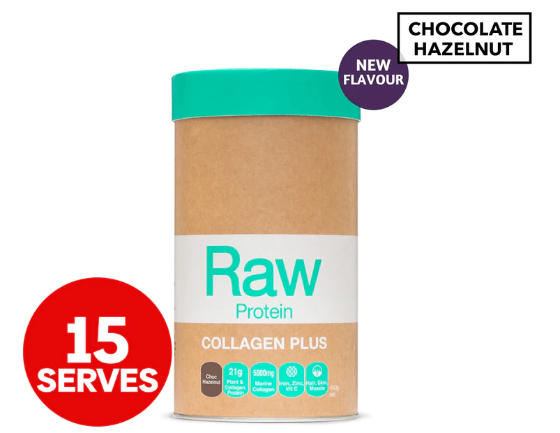 Amazonia Raw Protein Collagen Plus Choc Hazelnut 450g / 15 Serves