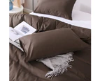 Justlinen Luxury 500Tc Cotton Double Size Quilt Cover Set Duvet Cover Bedding Set-Chocolate