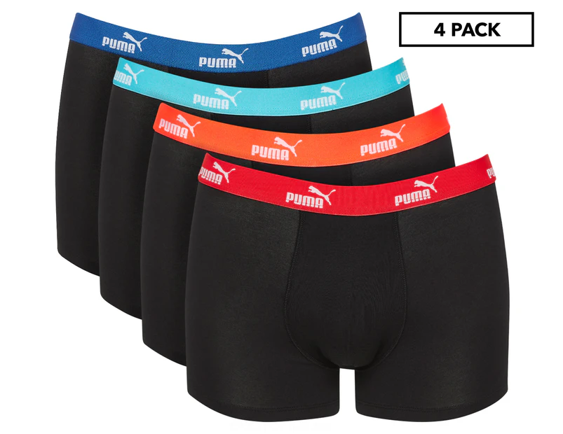 Puma Men's Solid Boxers 4-Pack - Black/Multi 