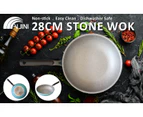 Fanjini Stone Wok Wokpan Non-Stick Induction Ceramic Round 28cm - Pure Sky Blue