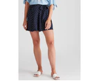 Katies Tie Waist Soft Shorts - Womens - Pin Dot