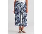 Millers Pull On Printed Crepe Culotte Bottom - Womens - Navy White Palm