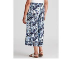 Millers Pull On Printed Crepe Culotte Bottom - Womens - Navy White Palm