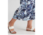 Millers Pull On Printed Crepe Culotte Bottom - Womens - Navy White Palm