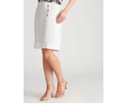 Katies Side Button Skirt - Womens - White