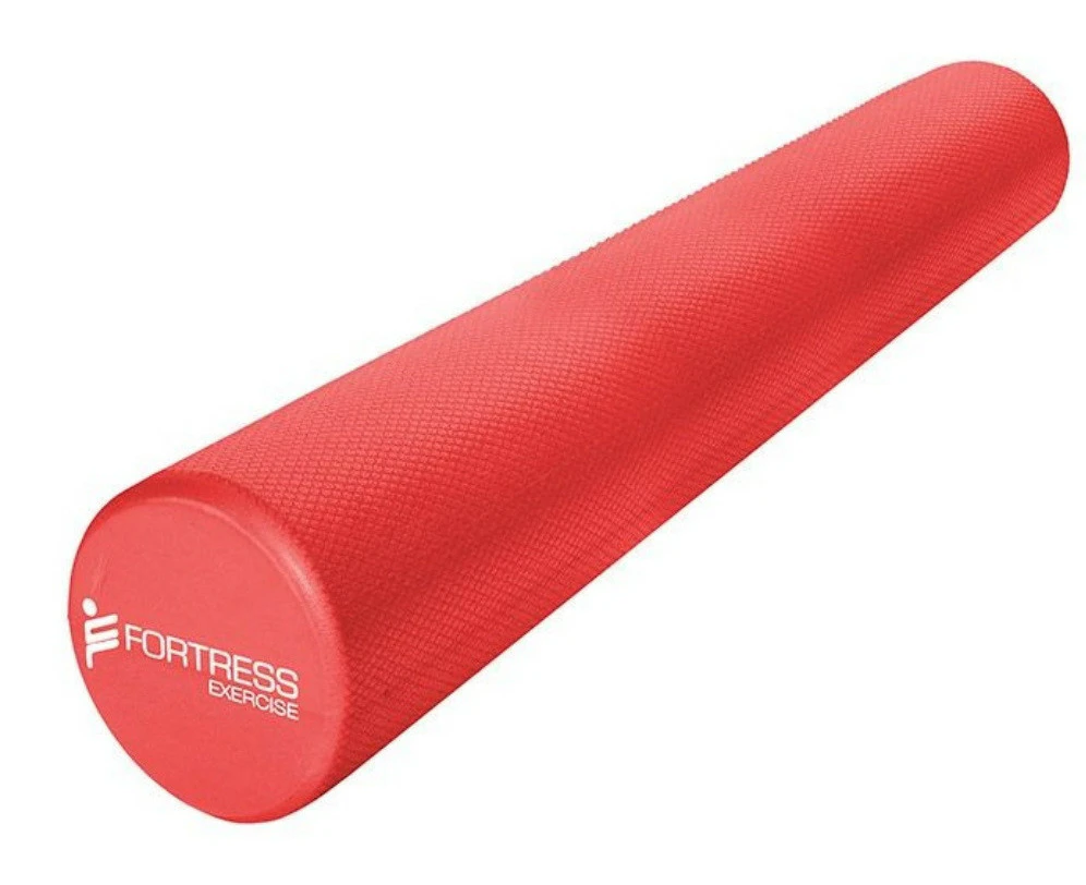 Fortress Round Foam Roller (90x15cm) w/ Exercise Chart - Red