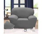 (1 Seater, Grey) - Reelva Sofa Cover Slipcover Easy Stretch Fit Elastic Fabric Couch Sofa Protector Slip Cover Washable (1 Seater, Grey)