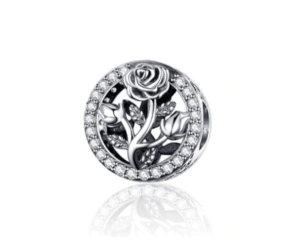 SOLID Sterling Silver Beauty & Beast Magic Rose Charm YOUnique Designs Pandora Compatible