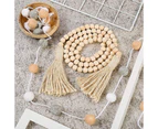 WILLBOND 2 Pieces Wooden Bead Garlands Farmhouse Rustic Country Beads and 2 Pieces Felt Ball Garlands Farmhouse Bead Tassel Hanging Garland for Christmas P