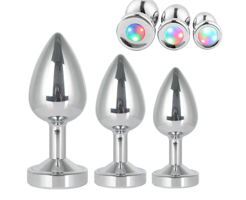 Colourful Light Anal Three Sizes Stainless Steel Metal Butt Plug