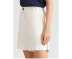 Katies Linen Blend Pull On Shorts - Womens - Stone