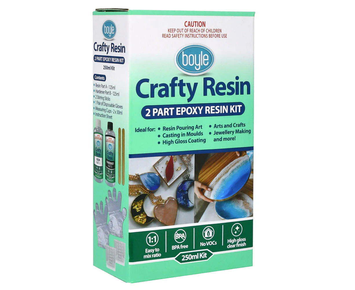 Boyle Crafty 250ml 2-Part High-Gloss Epoxy Resin Kit Art/Craft Jewelry Making