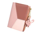Women Rabbit Small PU Leather Wallet Short Card Holder Money Clip Purse Bifold Wallet Pink