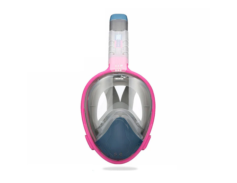 180° View Full Face Snorkel Mask Anti-Fog & Anti-Leak Free Breathing Design with GoPro Mount - Pink S/M Size