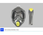 Flat Lens 180° View Full Face Snorkel Mask Anti-Fog & Anti-Leak Design with GoPro Mount - Grey S/M Size