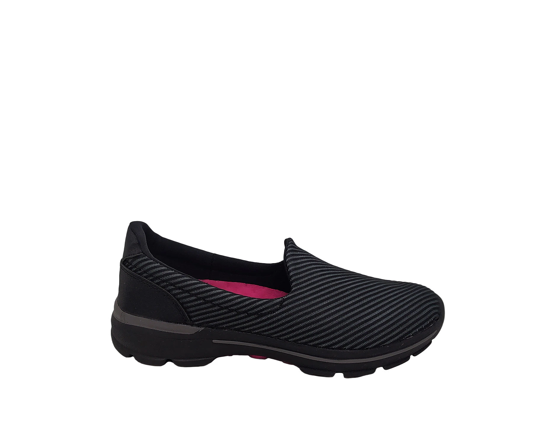 Bolt Argo Ladies Casual Shoe Slip On Lightweight Soft Foam Insole Stripe Fabric - Black