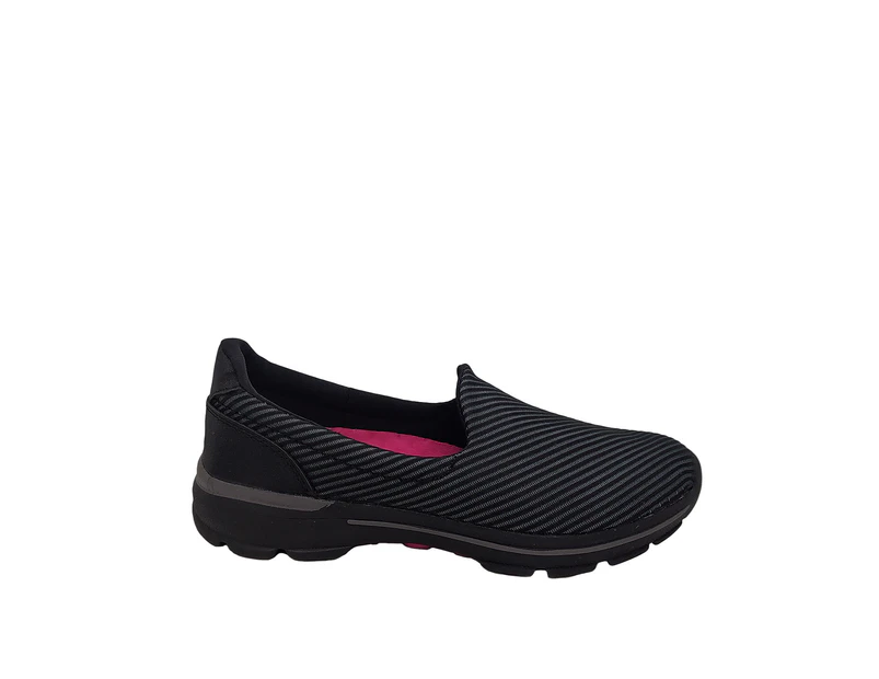 Bolt Argo Ladies Casual Shoe Slip On Lightweight Soft Foam Insole Stripe Fabric - Black