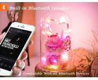(Pinklady) - Romantic Musical Night Light with Rose in Glass Dome;Best gift for her in Valentine's Day,Birthday,anniversary;USB Rechargeable Battery Powere