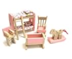 All 4 Kids Wooden Doll House Furniture Miniature 6 Rooms & 4 Dolls Set 6