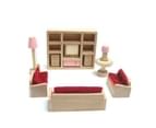 All 4 Kids Wooden Doll House Furniture Miniature 6 Rooms & 4 Dolls Set 7