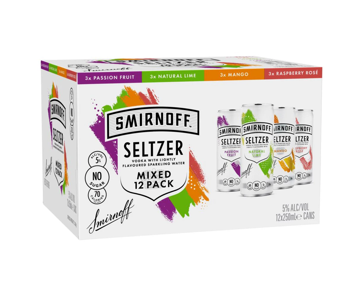 Smirnoff Mixed Seltzer Pack (12X250ML)