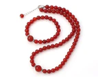 TreasureBay Stunning 8-12mm Natural Red Agate Gemstone Beaded Necklace & Bracelet Jewellery Set