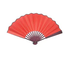 (Red) - TrendBox 26cm Chinese Traditional Nylon-Cloth Handheld Folding Fan For Pratice Performance Dancing Ball Parties Unisex - Red