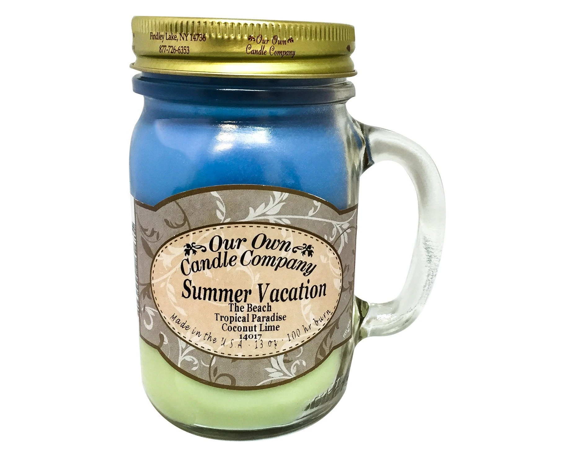 Summer Vacation Scented 380ml Mason Jar Candle By Our Own Candle Company