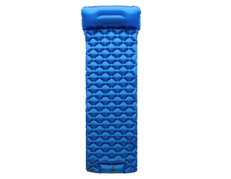 Inflatable Camping Mattress with Built in Foot Pump for Home Camping Travel - Blue
