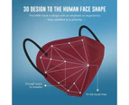 Adore 50 Pack KN95 Face Mask 5-Layer Design Dust Safety Masks-Red