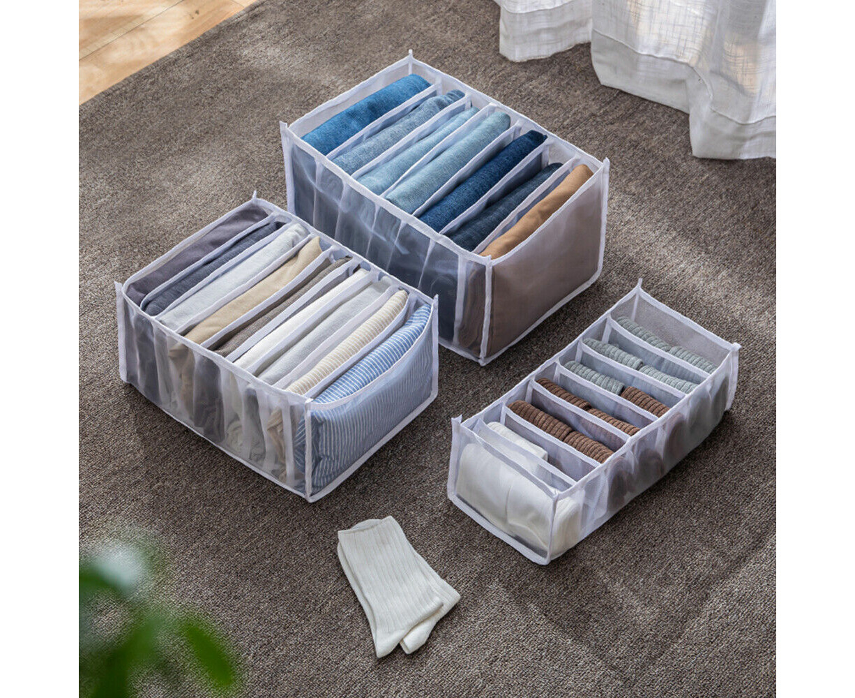 7 Grids Mesh Storage Bag Clothes Jeans Pants Storage Box Organizer Large  Size