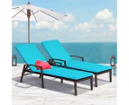 Costway 2PC Sun Lounge Outdoor Furniture Day Bed Rattan Sofa Cushion Armchair Patio Garden Pool w/Adjustable Backrest
