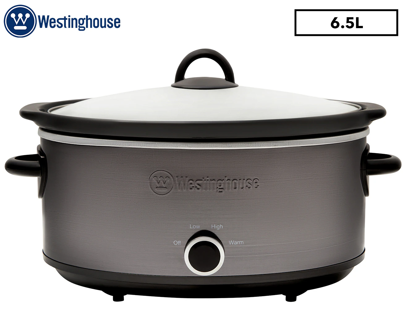 Westinghouse 6.5L 300W Electric Slow Cooker w/Ceramic Pot Stainless Steel Black