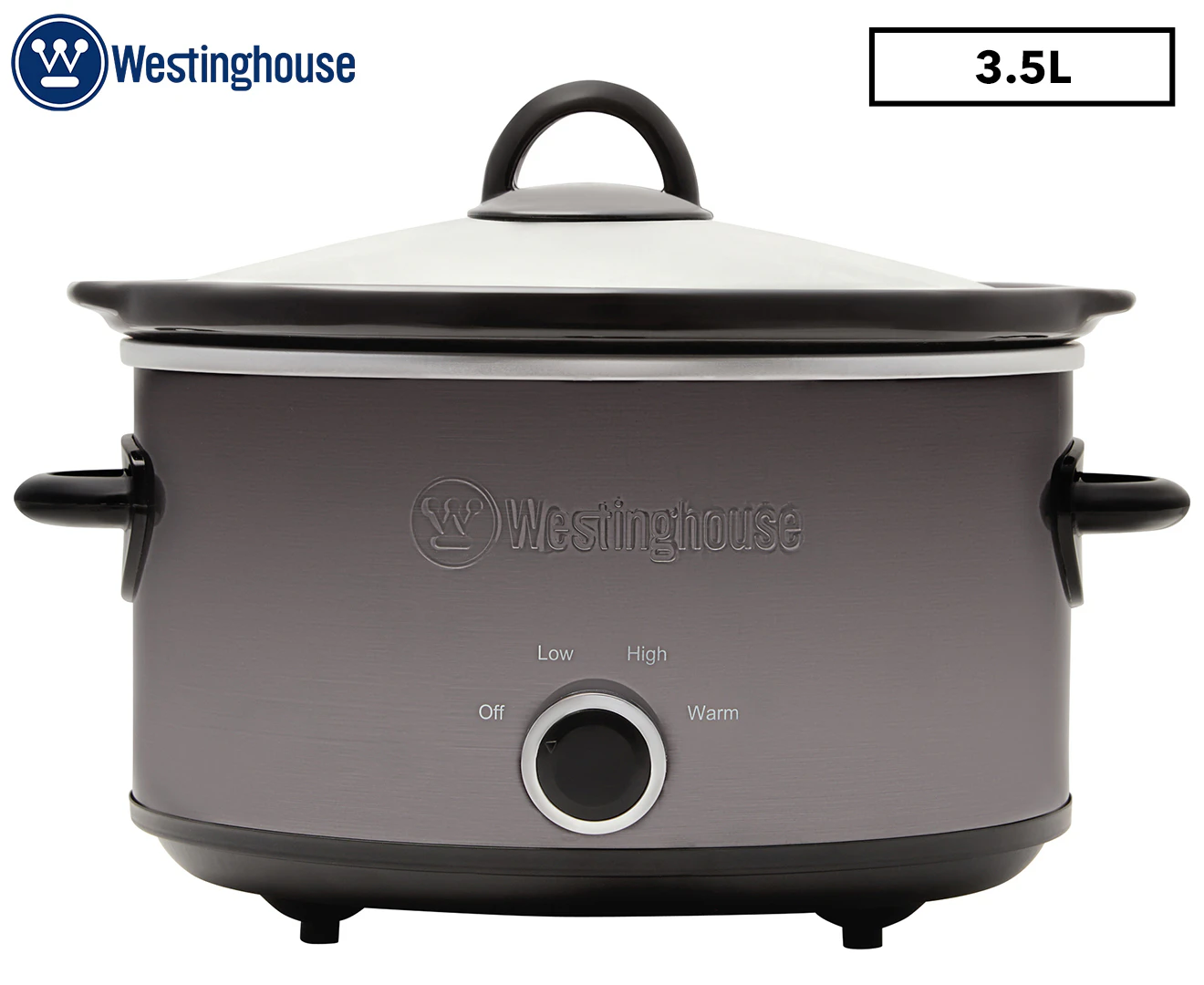 Westinghouse 3.5L 210W Electric Slow Cooker w/Ceramic Pot Stainless Steel Black