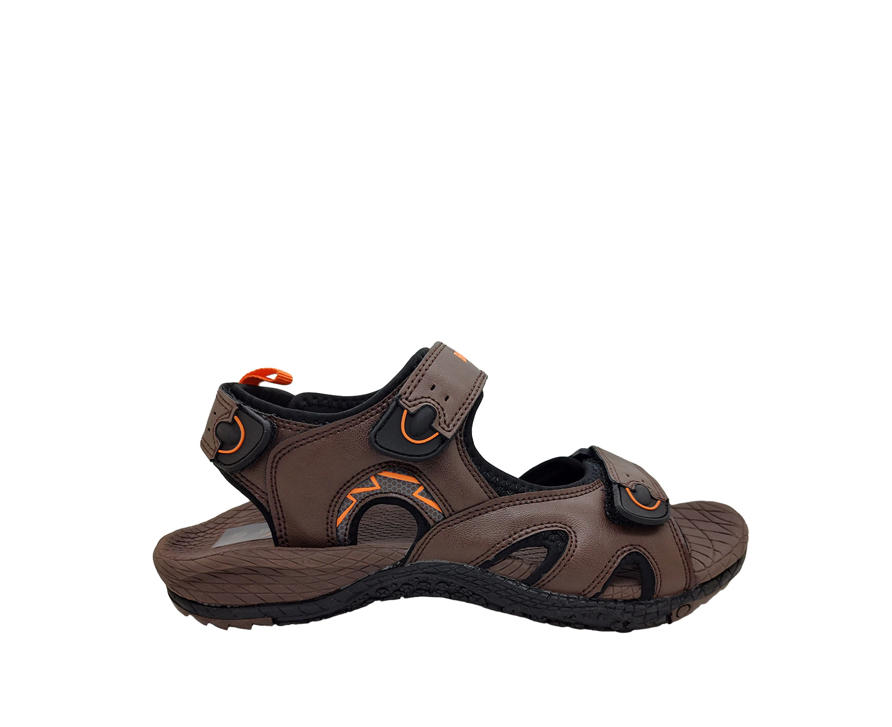 Bolt Chambers Mens Sandals Surf Style Multi Adjust Flex Sole Lined Straps - Brown