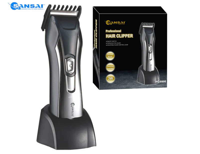 Sansai Professional Rechargeable Cordless Hair & Beard Clipper / Trimmer - Silver/Black