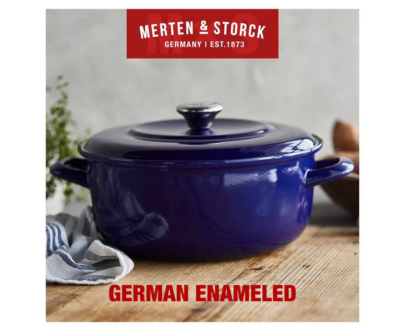 Merten & Storck 5L 1873 Cast Iron Dutch Oven - Cobalt Blue
