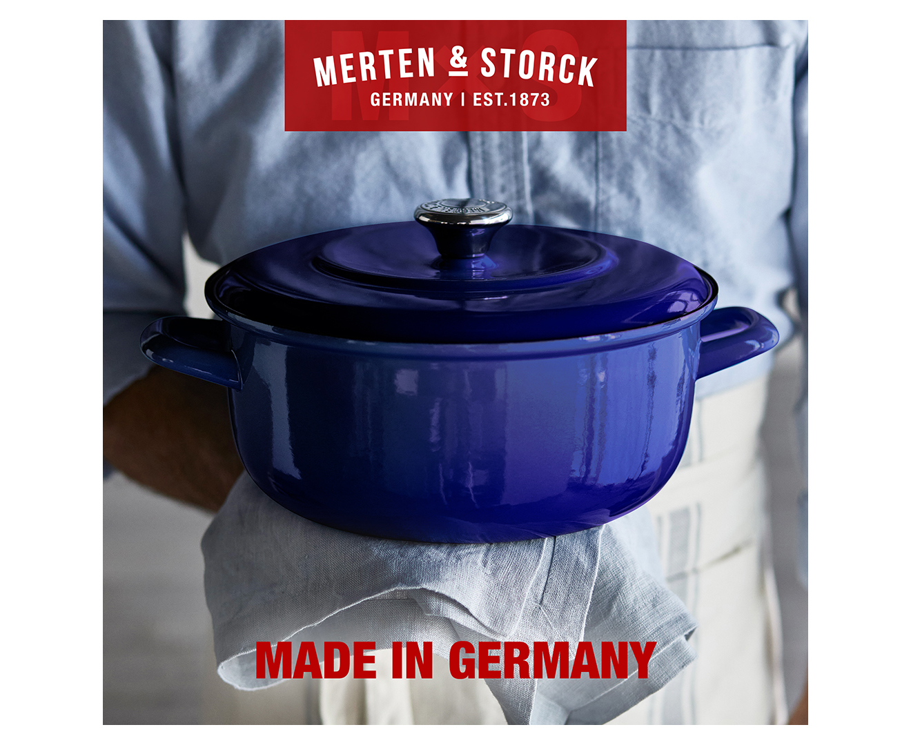 Merten & Storck 5L 1873 Cast Iron Dutch Oven - Cobalt Blue