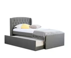 Istyle Dupont King Single Trundle Storage Bed Frame Fabric Grey