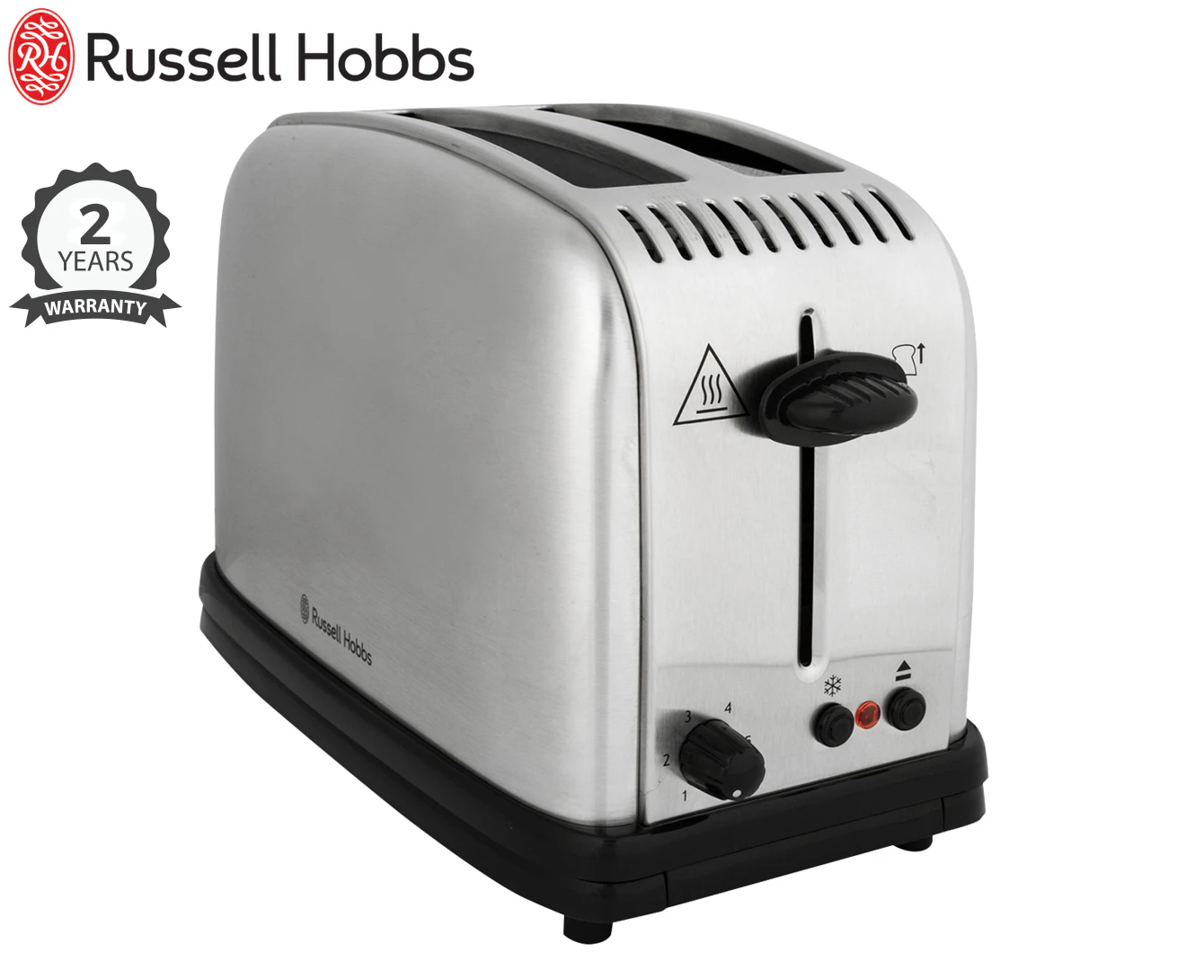 Russell Hobbs RHT12BRU Classic 2 Slice Toaster Brushed Stainless Steel 1670W