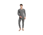 Strapsco Men's Ultra Soft Autumn And Winter Thermal Underwear Fleece Lined Pajamas-Gray