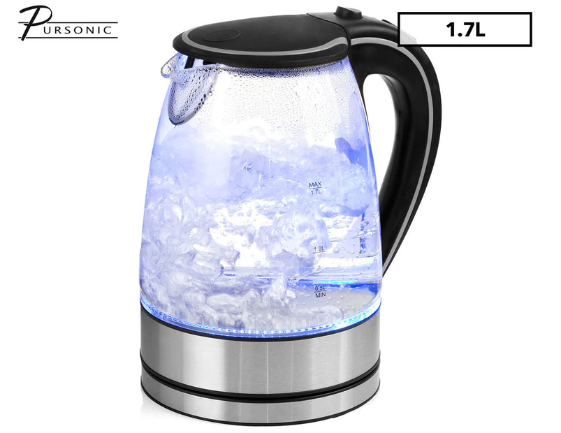 Pursonic 1.7L LED Glass Kettle - Black/Silver/Clear 301255