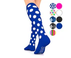 (Small, Blue Polka Dot) - Go2Socks GO2 Compression Socks for Men Women Nurses Runners 16-22 mmHg (Medium) - Medical Stocking Maternity Travel - Best Perfor