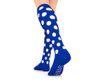 (Small, Blue Polka Dot) - Go2Socks GO2 Compression Socks for Men Women Nurses Runners 16-22 mmHg (Medium) - Medical Stocking Maternity Travel - Best Perfor