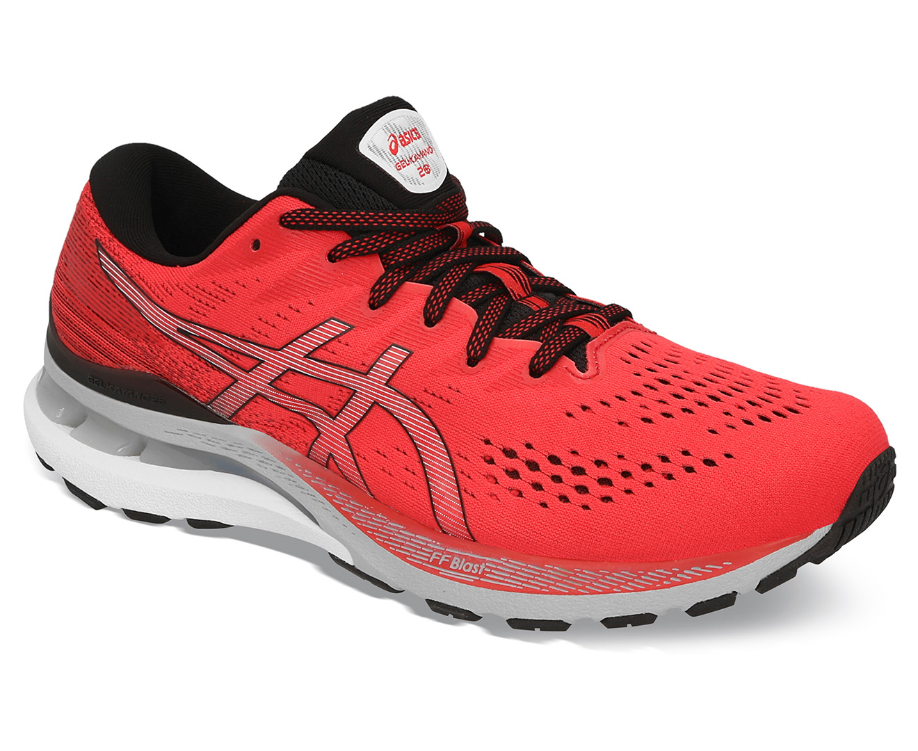 ASICS Men's GEL-Kayano 28 Running Shoes - Black/Electric Red | Catch.co.nz